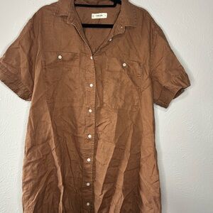 Everlane Casual Brown Button-Down Dress